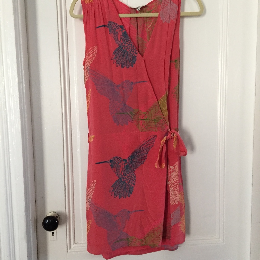 Tibi Silk Hummingbird Wrap Dress Sz 6